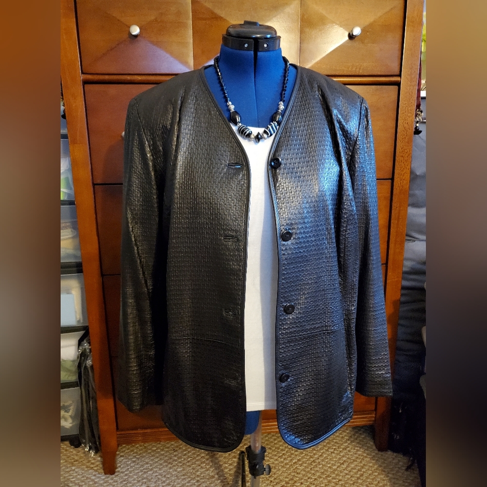 Liz Claiborne Black 100% Leather Jacket